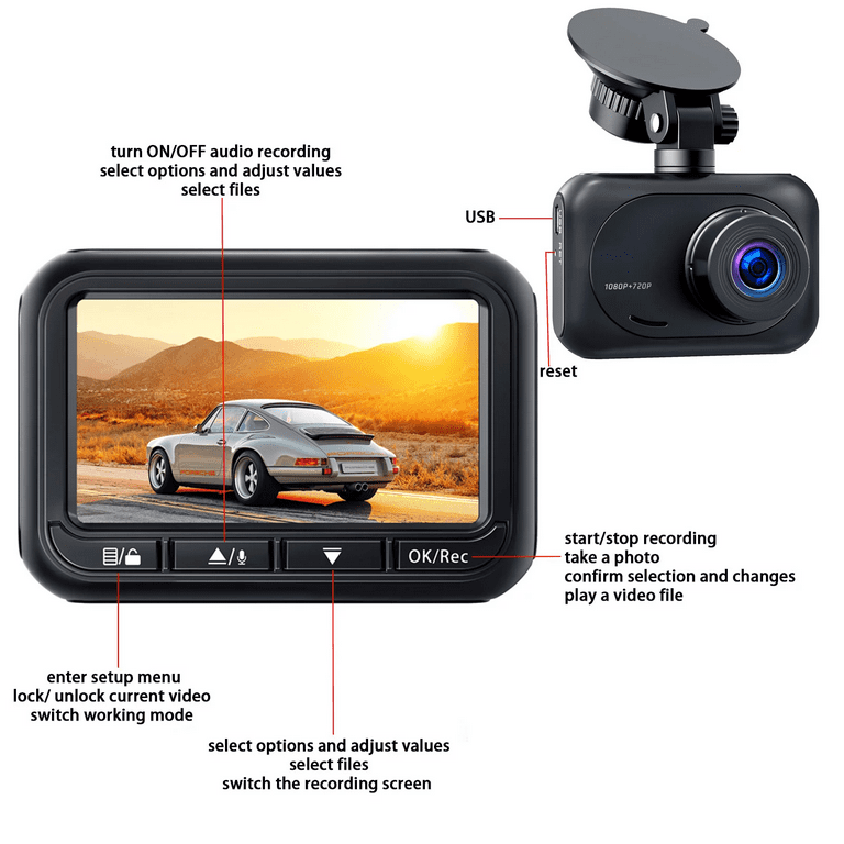 TOGUARD Dual FHD 1080P Dash Cam front and inside Dash Camera Car Driving  Recorder with IR Night Vision, Motion Detection, Parking Monitoring,  G-sensor Accident Locked Loop Recording WDR Car Camera 
