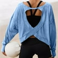 thumbnail image 5 of Posijego Open Back Workout Tops for Women Loose Long Sleeve Shirts Backless Yoga Sports T-Shirts Activewear, 5 of 7