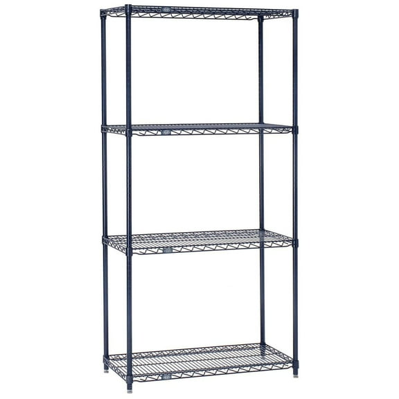 Nexel® 4 Shelf Nexelon® Blue Wire Shelving Unit Starter 48"W x 14"D x 86"H