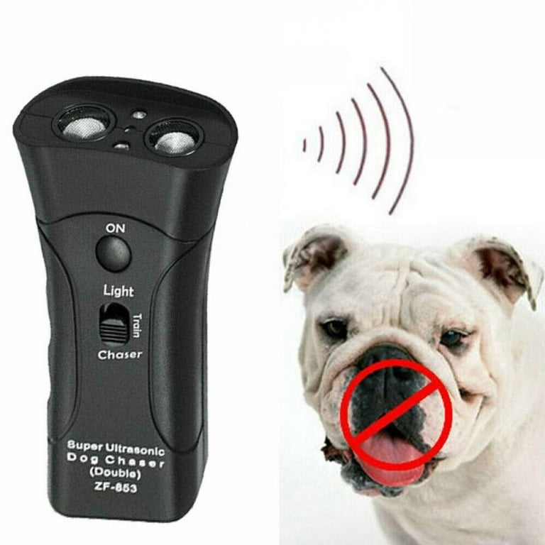 Ultrasonic Dog Stop Aggressive Animal Attacks Repeller Trainer Training Control Anti Bark Barking LED Flashlight