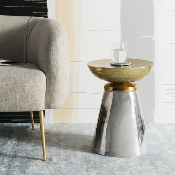 SAFAVIEH Dov 19 in. H Contemporary Solid Drum Side Table, Gold