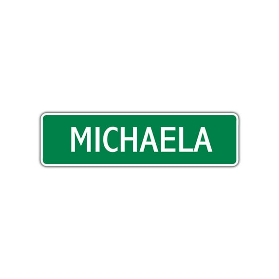 Michaela Girls Children Name Letter Printed Decoration Label Indoor Outdoor Unique Plaque Wall Novelty Aluminum Metal Sign 4"X18"