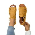 thumbnail image 2 of LOVZFMLL Sandals for Women Ankle Strap Open Toe Roman Sandals Summer Leather Dressy Flat Sandals for Casual Beach Walking Travel Yellow 7.5, 2 of 9