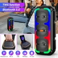 thumbnail image 3 of Portable Bluetooth Party Speaker, handheld Dual 4‘’ Speakers Party Stereo Subwoofer RGB Lights Karaoke Heavy Bass with Mic (Optional) for TWS/U Disk/TF, 3 of 15