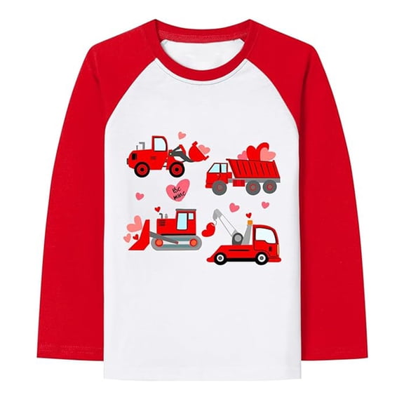 Kids T-Shirt Valentine'S Day Clothes For Children'S Casual Solid Color Round Neck Long Sleeved Top T Shirt Valentine Red5 9-10 Years