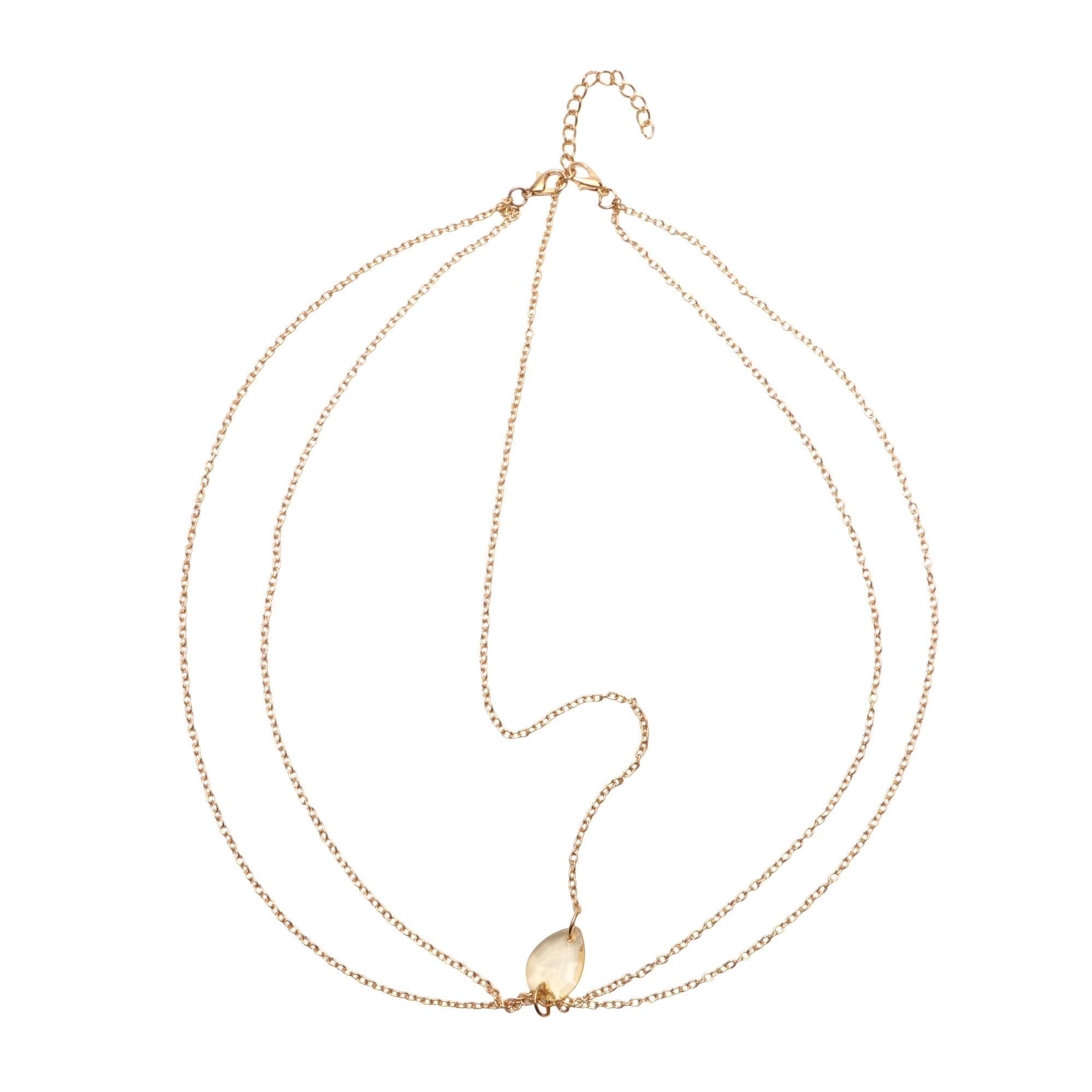 Unique Bargains Headpiece Double-layer Tassel Chain Head Chain Gold Tone 1 Pc