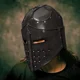 thumbnail image 1 of Casco cruzado de Caballero de armadura Medieval, máscara de cuero de Guerrero pirata, sombrero de soldado, disfraz de Cosplay, LARP de cabeza, Carnaval, vestido de fiesta, 1 of 5