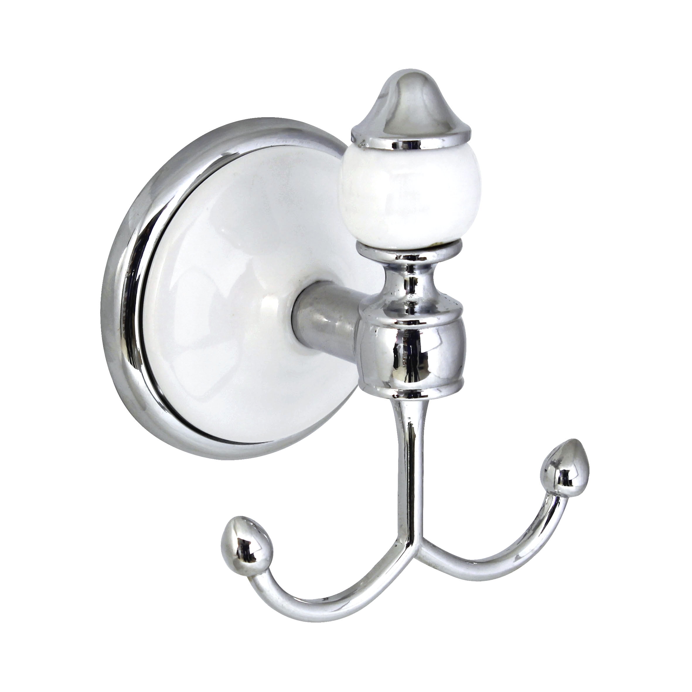 MODONA Double Robe & Towel Hook White Porcelain & Chrome Arora