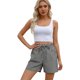 thumbnail image 3 of TaTaai Women's Casual Linen Shorts, Striped Drawstring Elastic Waist Pockets, All Season Daily Casual Wear Gift, 3 of 5