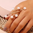 thumbnail image 2 of UDIYO Opening Ring Exaggerated Double Layer Faux Pearl Branch Women Ring Fashion Jewelry, 2 of 7