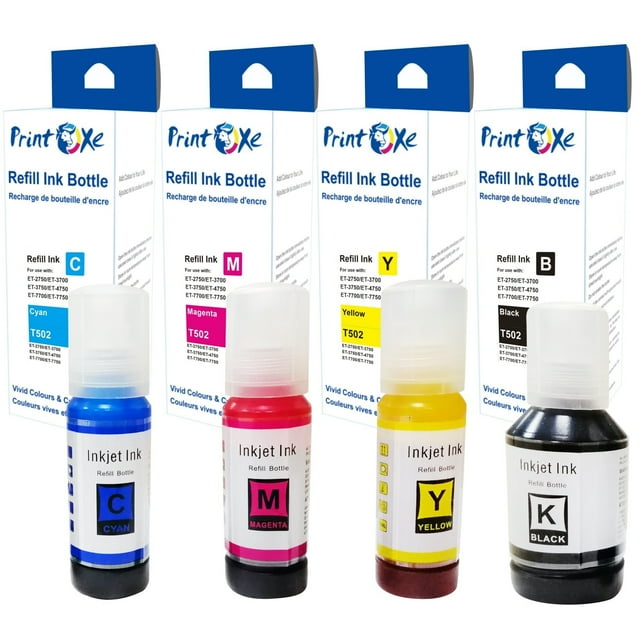 T502 Compatible Ink Refill Bottles Set For Epson Expression EcoTank T502120 (Pigment) T502220 T502320 T502420 For Epson EcoTank Expression ET & ST Series