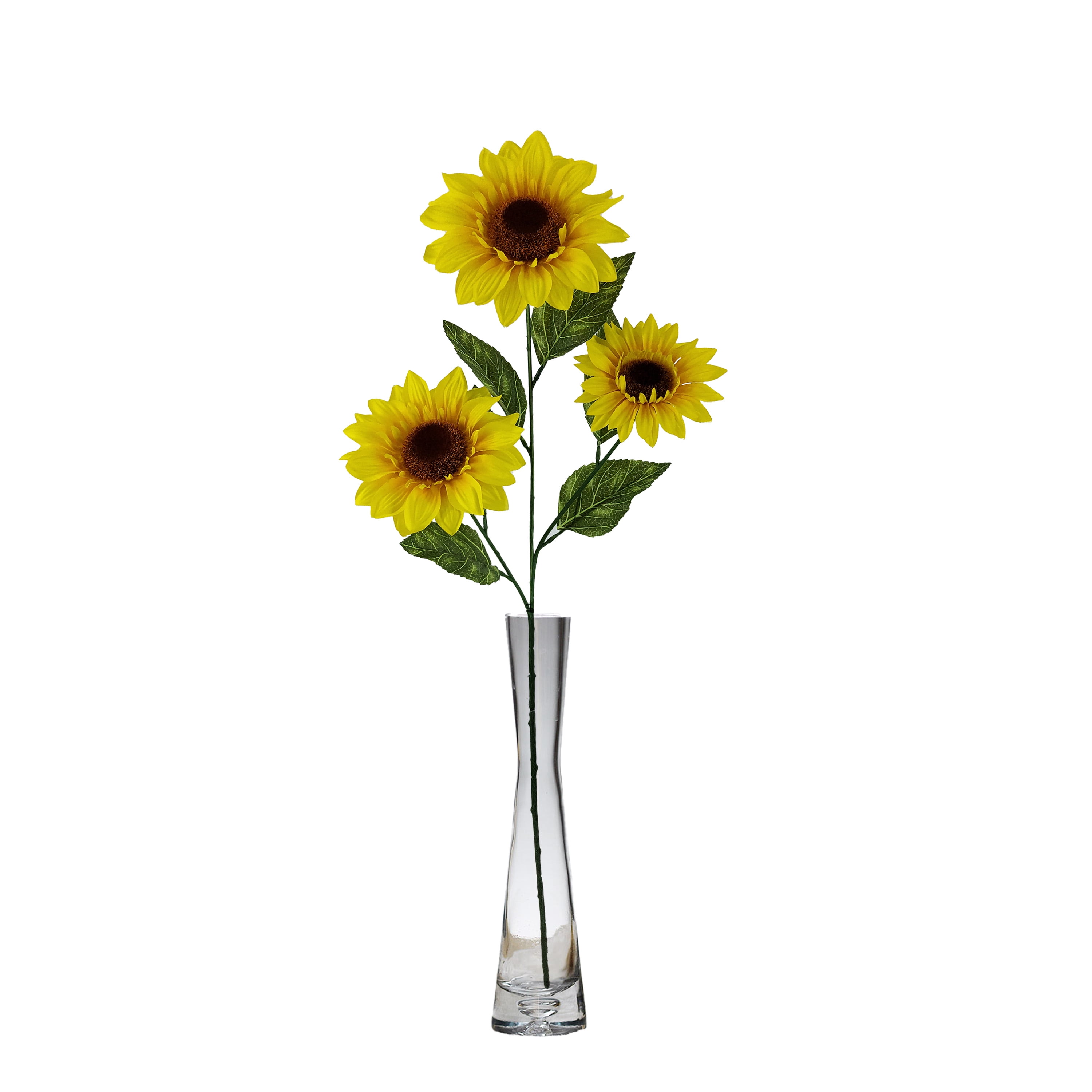 (3 pack) Mainstays 28" Artificial Flower Sunflower Stem, Yellow. Indoor Use.