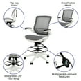 thumbnail image 5 of Emma + Oliver Gray Mid-Back Mesh Drafting Chair with White Frame and Flip-Up Arms, Gray Mesh, 5 of 15