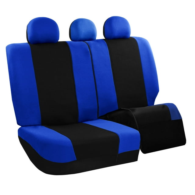 FH Group Light & Breezy Flat Cloth Car Seat Cover Set For Car Truck SUV Van Blue - Rear