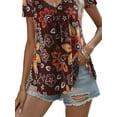 thumbnail image 4 of FASHIONWT Women Chic Floral Crewneck Summer Short Sleeve T-Shirts, 4 of 4