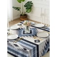 thumbnail image 3 of Blue Boho Suqare Tablecloth - 60 x 60 Inch, Southwestern Ethnic Aztec Retro Geometric Waterproof & StainResistant Tablecloth, Washable Oil-proof Table Cover for Dining/Party/Wedding/Camping/Buffet, 3 of 9
