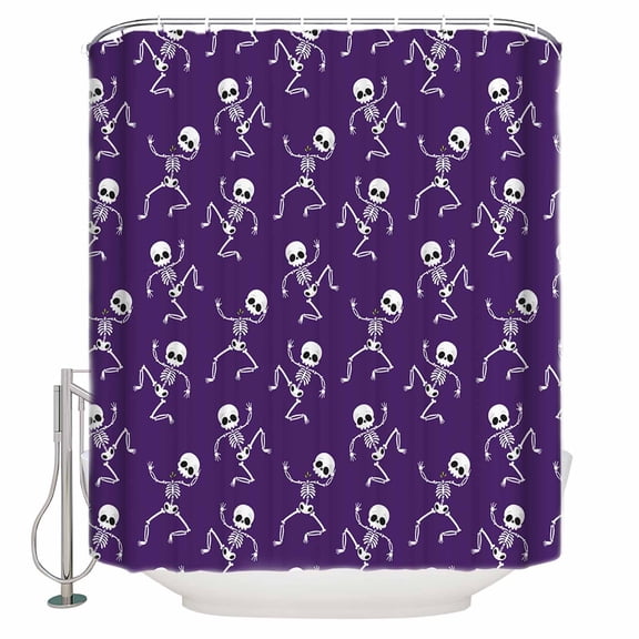 Halloween Skeleton Purple Shower Curtain Set ,Waterproof Fabric Shower Curtains Shower Curtains for Bathroom,Bathroom Decor 72"x72"
