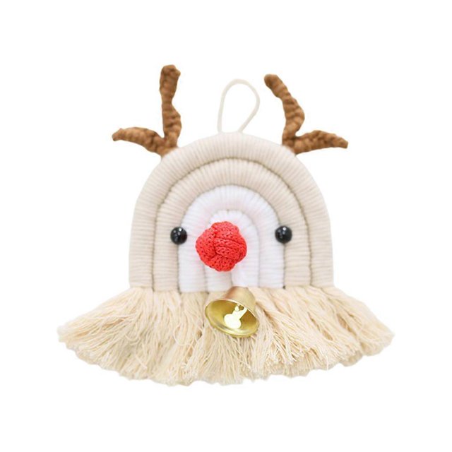 Nordic Hand-woven Knitting Wool Macrame Tapestry Elk Wall Hanging Pendant Decor