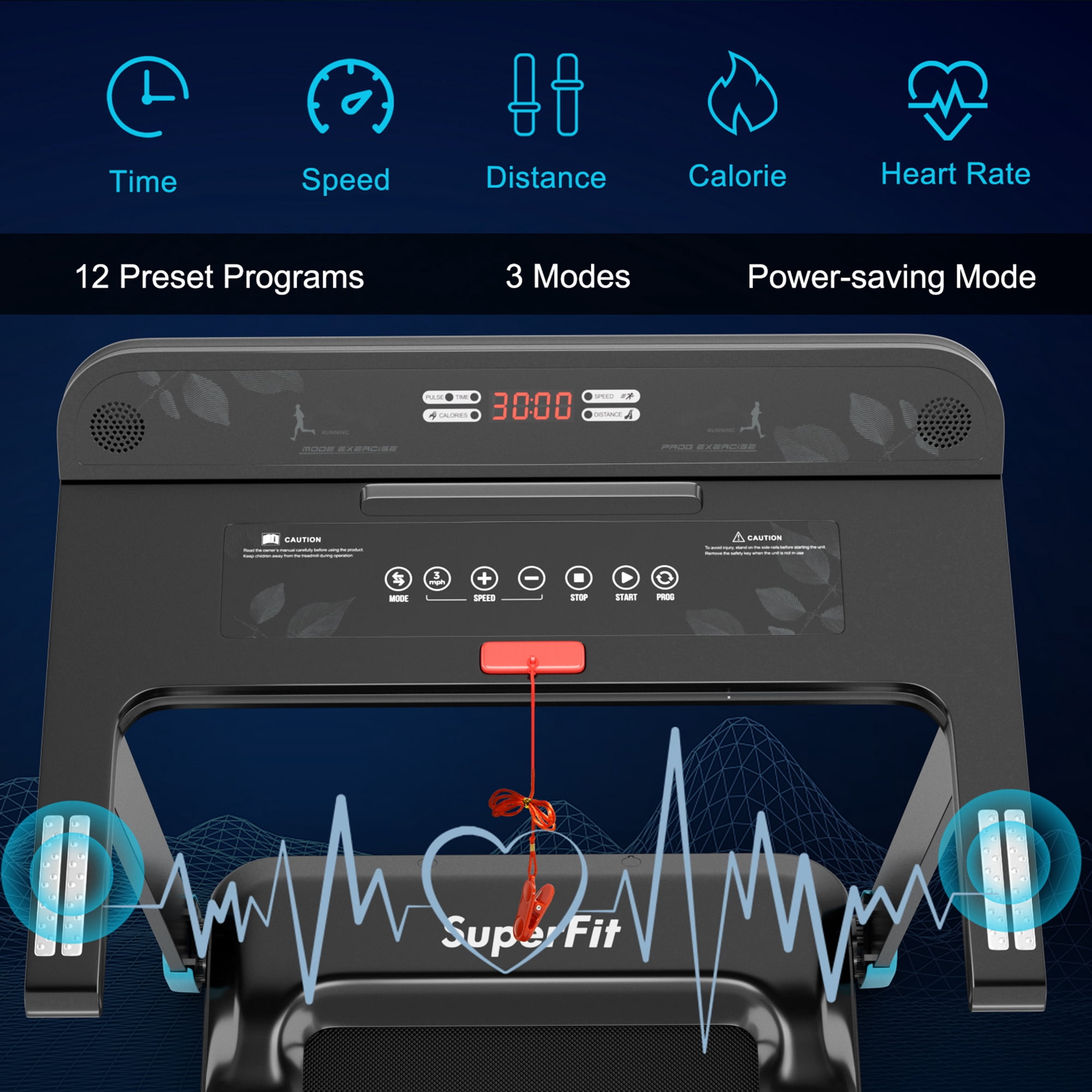 Gymax Electric Folding Treadmill Portable Cardio Running Machine w/ APP Control Blue