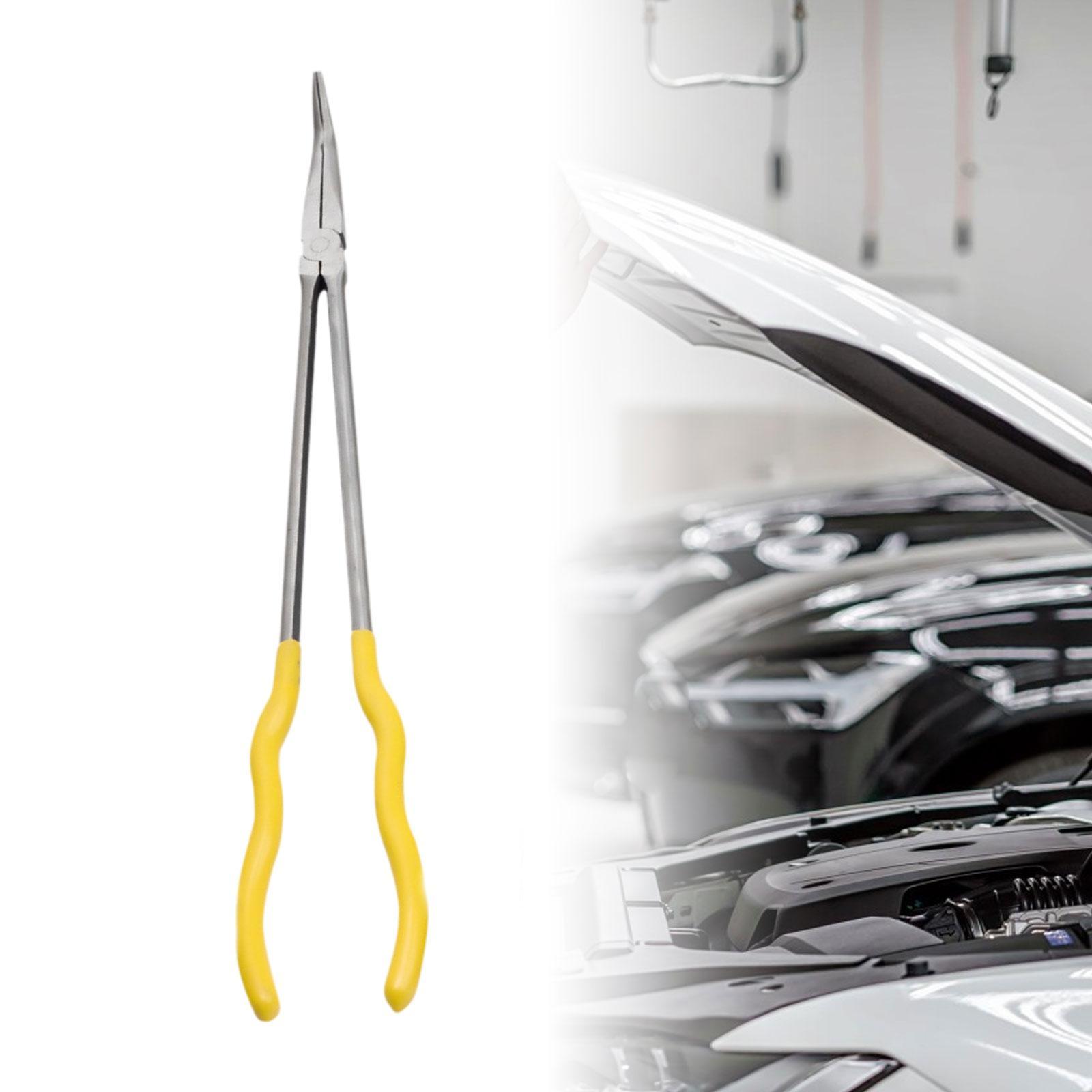 Long Pin Reach Pliers Needle Nose Industrial Strength High Carbon Steel for Automotive and Electrician Tasks