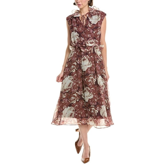 Rebecca Taylor womens Floral Midi Dress, s, Red