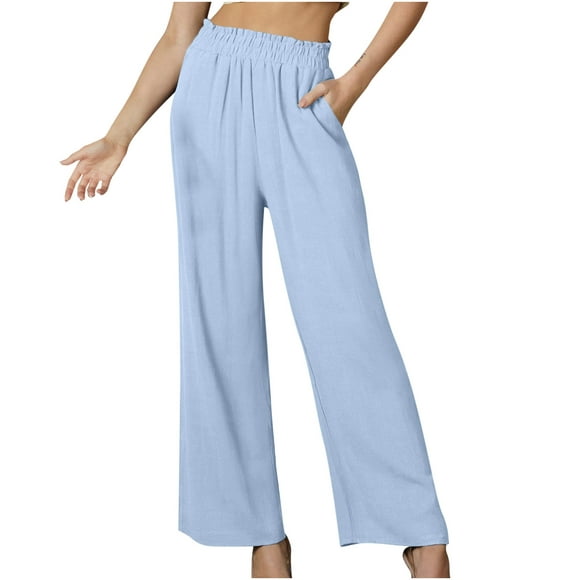 Birdeem Fashion Womens Casual Elastic Waist Pocket Solid Color Trousers Long Pants