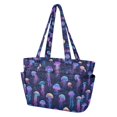 thumbnail image 2 of FORMRS Tote Bag for Women Quilted Large Capacity Travel Work Carry On Shoulder Handbag, Dark Blue Jellyfish Pattern, 2 of 7