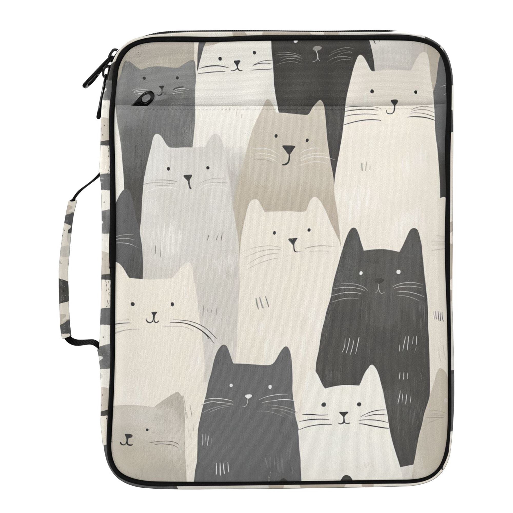 FORMRS Accordion File Folder A4 Size 7-Pocket Expanding Document Organizer Bag with 3 Ring Binder, White Cute Cats