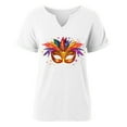 thumbnail image 5 of Craaazy Mardi Gras Shirts for Women Short Sleeve Casual Carnival Printed V-neck T-shirts Gifts, 5 of 6