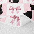 thumbnail image 5 of Erosebridal Halloween Black Cat Bow Twin Quilt Set for Girls, Cute Grid Kitten Twin Coverlet Set, 2pcs, 5 of 7