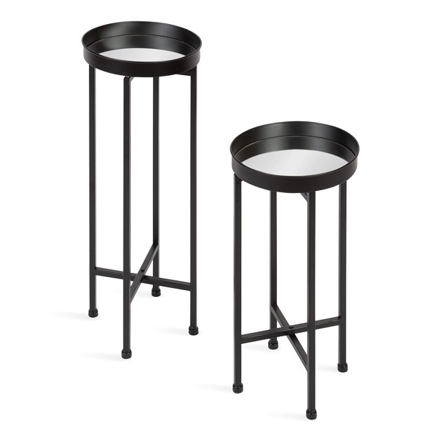 Kate and Laurel Celia Table d'Appoint Moderne, Ensemble de 2, Noir, Tables de Bout en Métal Sophistiqué pour Rangement et Exposition