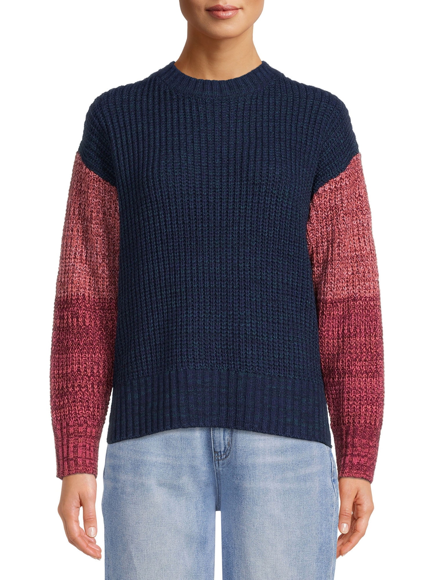 Time and Tru Women's Colorblock Sweater - Walmart.com