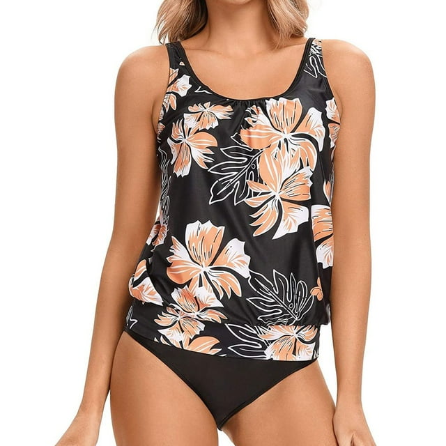 Maillot de Bain Tankini pour Femmes, Contrôle du Ventre, Haut avec Short, Deux Pièces