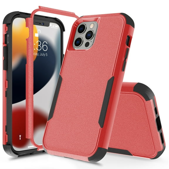 for iPhone 14 Pro Case, Defender Case Compatible with iPhone 14 Pro Case, Hybrid Heavy Duty Military Grade Full-Body Drop Shockproof Dustproof 3-Layers Rugged Protective Phone Cover,
Red/Black