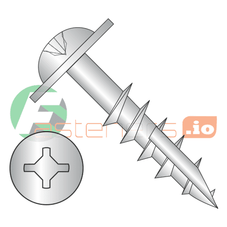 

#10 x 1 3/4 Deep Thread Wood Screws / Combo / Round Washer Head / Type 17 Point Pt / Steel / Zinc / Square & Phillips Combo Drive / Type 17 Point Pt / 2/3 Thread (Quantity: 2 300 pcs)