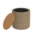 thumbnail image 2 of BenJara Mona Storage Ottoman, 19 Inch Round Lift Top, Channeled Brown Boucle, 2 of 5