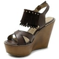 thumbnail image 3 of Ollio Women's Shoes Burnish Vintage Faded Fringe Wedge Heel Sandals FT01, 3 of 6
