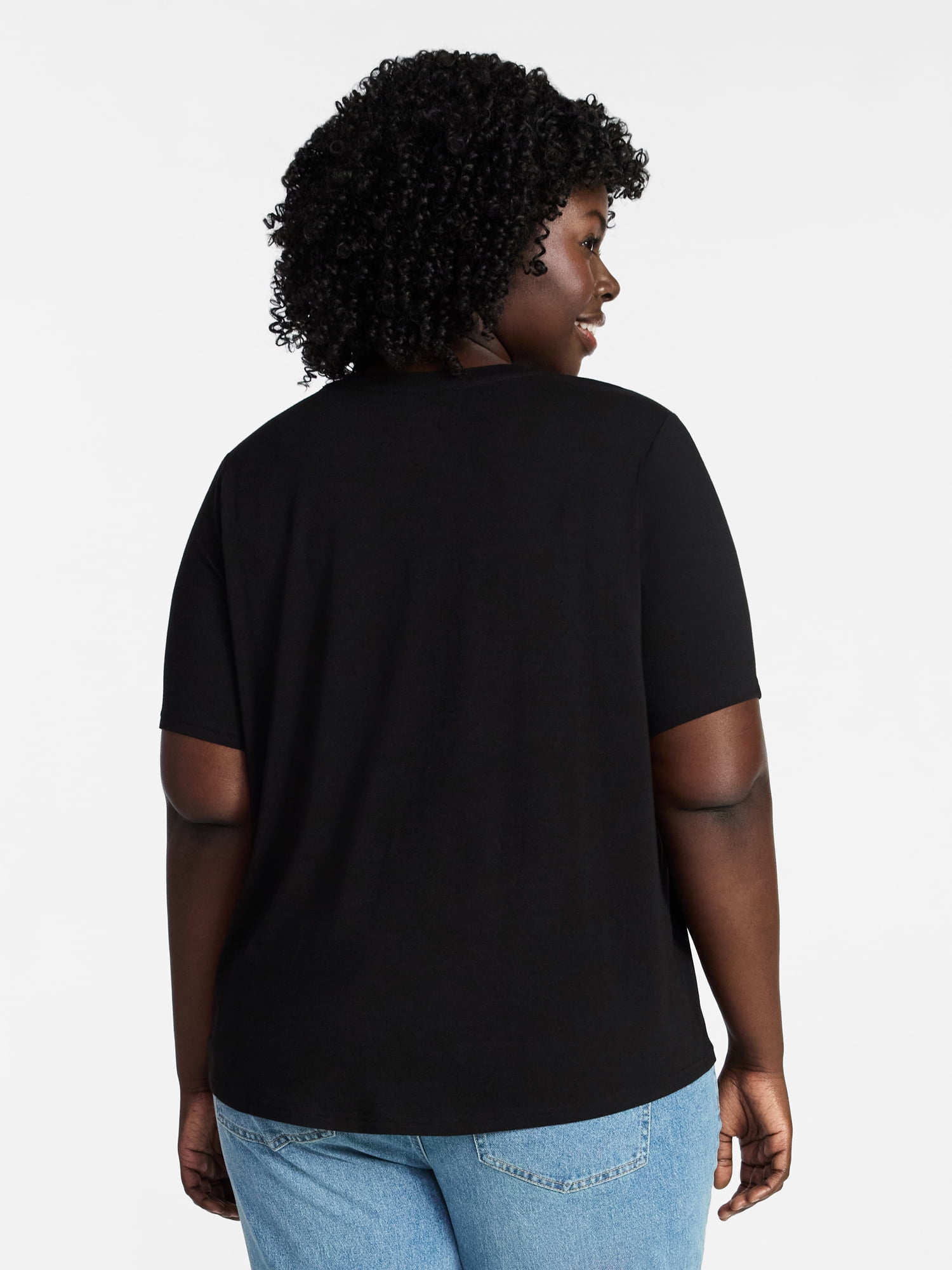 Terra & Sky Women's Plus Size Crewneck Tee with Short Sleeves, Sizes 0X-5X