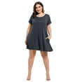 thumbnail image 3 of VEPKUL Womens Plus Size Dresses with Pockets Casual Short Sleeve Dress Loose A Line Flowy Swing DeepGray_1X, 3 of 8