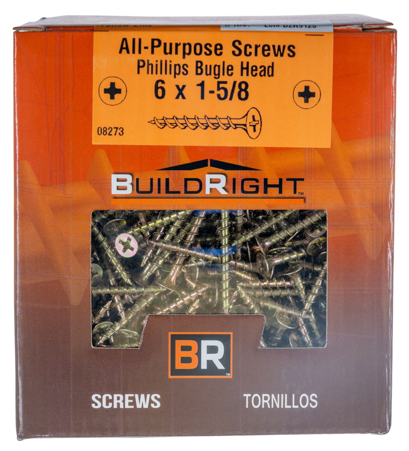 #6 x 1-5/8" Zinc Plated Steel Coarse Thread Phillips Bugle Head All Purpose Screws MMSBS-037