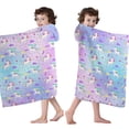 thumbnail image 4 of Gradient Unicorn Pattern Hooded Bath Towel，60"x35" for Ages 3 To 12 Kids, Quick Dry Lightweight Soft Microfiber Hood Beach Towel Cover Up for Kids, 4 of 7