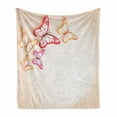 thumbnail image 1 of Butterfly Soft Flannel Fleece Throw Blanket, Paper Cut Image of Colorful Butterflies on Background Nature Themed Art, Cozy Plush for Indoor and Outdoor Use, 70" x 90", Yellow Red Beige, by Ambesonne, 1 of 6