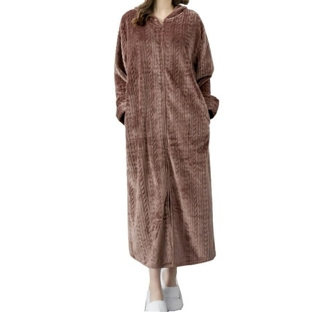 

Christmas Pajamas for Women Womens Pajamas Women Fashion Robe Bathrobe Lengthening Keep Warm Lapel Hooded Pocket Long Sleeve Christmas Pajamas for Couples Adult Onesie Pajamas for Women