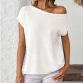 thumbnail image 2 of Sevevn Women's Off The Shoulder Sweater Tops Summer Short Sleeve Knit Casual Shirt 2025 Trendy Going Out Tops, 2 of 7