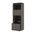 thumbnail image 1 of Bestar Orion 30W Shelving Unit w/ Fold-Out Desk in bark gray & graphite, 1 of 6