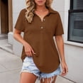 thumbnail image 2 of Lixiuxyad Slim Basic T Shirts Women's Knit Shirt Top,Brown L, 2 of 5
