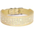 thumbnail image 2 of 1Pack Rhinestones Dog Collars-2" Wide Crystal Diamonds Studded PU Leather 5 Rows Sparkly Crystal Studded Collar for Medium and Large Dog, 2 of 6
