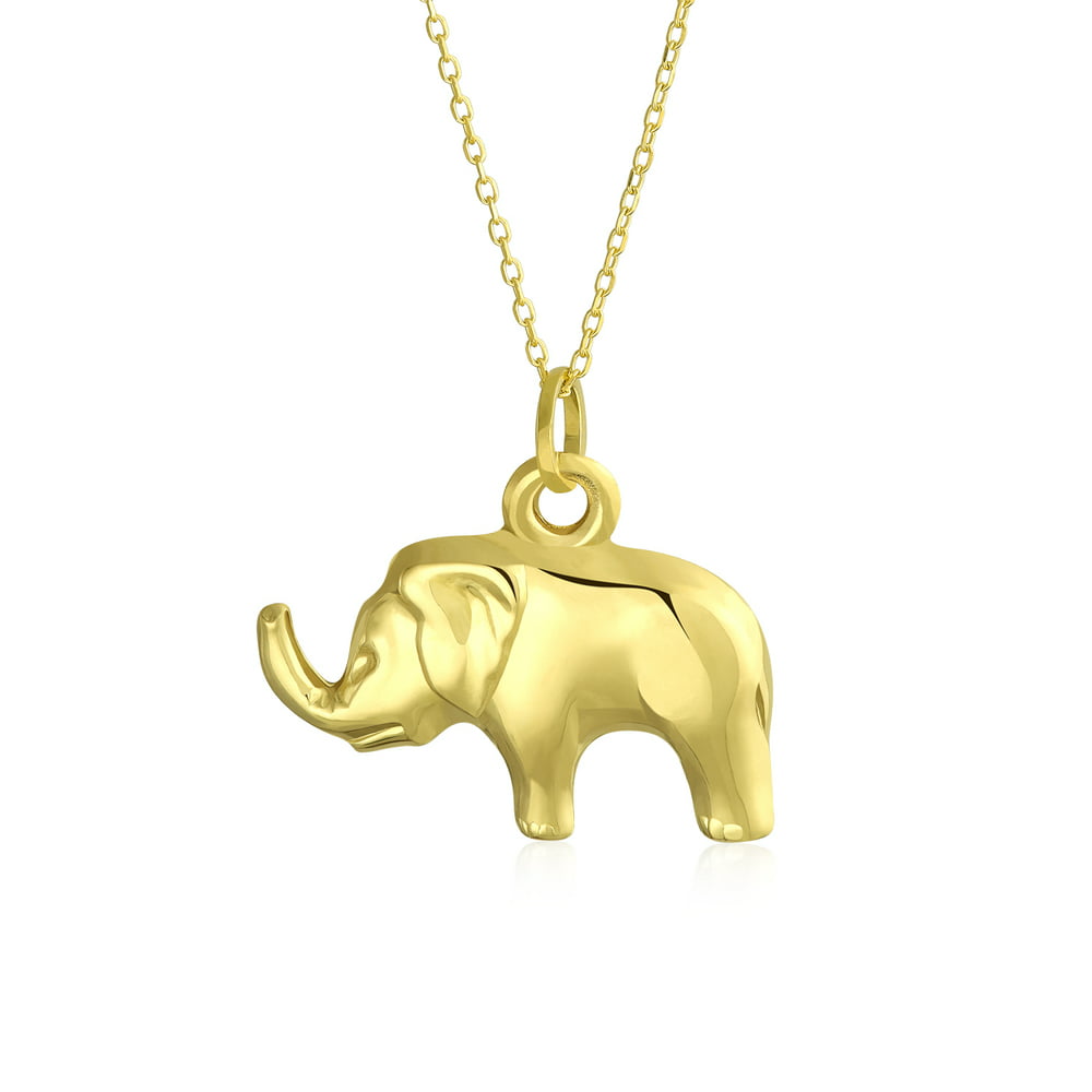 Bling Jewelry - 14K Yellow Real Gold Good Luck Elephant Pendant ...