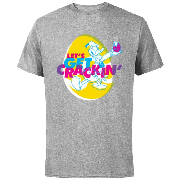 Disney Donald Duck Easter Let’s Get Crackin’ Spring Holiday - Short Sleeve Cotton T-Shirt for Adults - Customized-Athletic Heather
