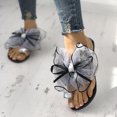 thumbnail image 1 of Sandalias de verano para mujer, sandalias planas de gran tamaño con lazo de seda y diamantes de imitación para mujer Wmkox8yii nm1585, 1 of 7